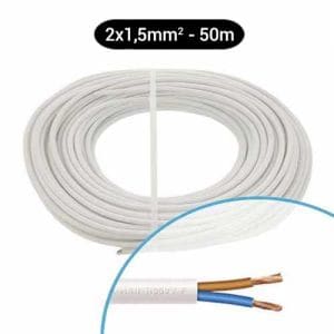 Câble électrique souple H05VV-F 2x1.5mm² blanc MIGUELEZ - Couronne de 50m