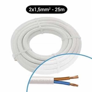 Câble électrique souple H05VV-F 2x1.5mm² blanc MIGUELEZ - Couronne de 25m