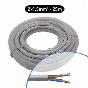 Câble électrique souple H05VV-F 2x1.5mm² gris MIGUELEZ - Couronne de 25m