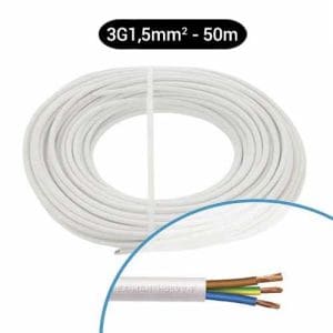 Câble électrique souple H05VVF 3G1.5mm² blanc MIGUELEZ - Couronne de 50m