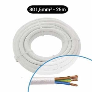 Câble électrique souple H05VV-F 3G1.5mm² blanc MIGUELEZ - Couronne de 25m