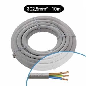 Câble électrique souple H05VV-F 3G2.5mm² gris MIGUELEZ - Couronne de 10m