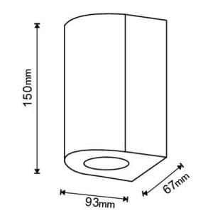 MIIDEX Applique extérieure ALTESSE bidirectionnelle arrondie IP44 230V GU10 anthracite - schéma avec dimensions