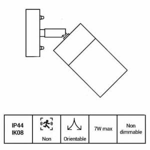 MIIDEX Applique extérieure CLAIRETTE orientable IP44 230V GU10 inox 316L - fiche technique