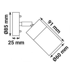 MIIDEX Applique extérieure CLAIRETTE orientable IP44 230V GU10 inox 316L - schéma avec dimensions