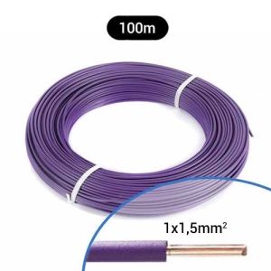 Fil électrique rigide HO7VU 1.5² violet - Couronne de 100m