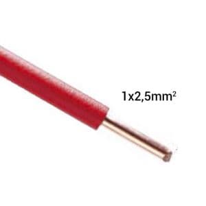 Fil électrique rigide HO7VU 2.5² rouge - Couronne de 100m