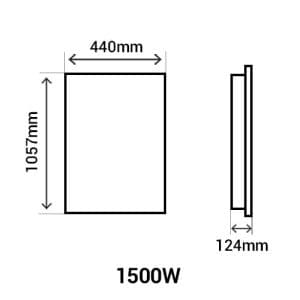 noidcm2515fdec-noirot-ray-panneau-rayonnant-vertical-blanc-1500w-schéma avec dimensions