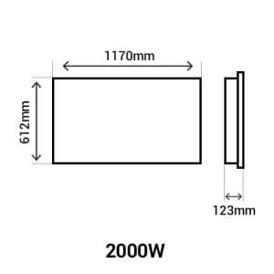 noidcn3447skec-noirot-radiasoft-radiateur-inertie-double-technologie-2000w-schéma avec dimensions