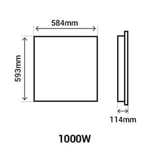 noidcn3483seec-noirot-fontea-radiateur-inertie-fonte-1000w-schéma avec dimensions