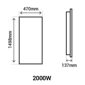 noidcn3497seec-noirot-fontea-radiateur-inertie-fonte-2000w-schéma avec dimensions