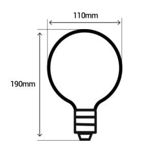 OSRAM Ampoule LED en verre dépoli E27 globe 11W 1521lm 95mm 230V - dimensions