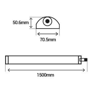 PANASONIC Réglette LED intégrée étanche 230V 45W 5000lm 150cm blanc - dimensions