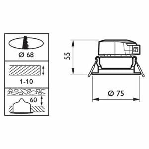 Spot LED encastrable dimmable 6W - Dimensions