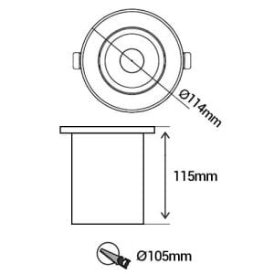 PHILIPS MyGarden Spot LED extérieur encastré de sol rond 230V 3W 270lm 3000K IP67 inox - schéma avec dimensions