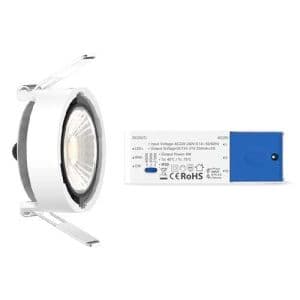 Spot LED BBC encastrable et orientable dimmable 230V 6W 515lm CCT 82mm blanc + driver