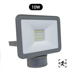 Projecteur extérieur LED extra plat à détection 230V 10W 900lm 4000°K gris