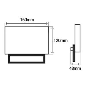 Projecteur extérieur LED extra plat 230V 20W 1800lm 4000°K gris - schéma avec dimensions