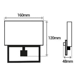 Projecteur extérieur LED extra plat à détection 230V 30W 2800lm 4000°K gris - schéma avec dimensions