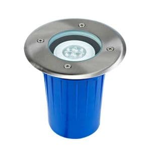 Spot LED extérieur encastré de sol rond 230V 380lm 3000K IP67 inox