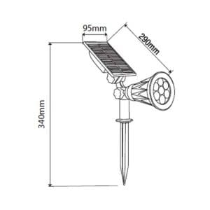 Dimensions du spot LED solaire