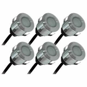 Kit de 6 spots LED extérieurs encastrés rond 230V 15lm 3000K IP67 inox