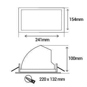 Spot LED escamotable encastrable et orientable 230V 35W 3500lm 4000°K blanc - dimensions