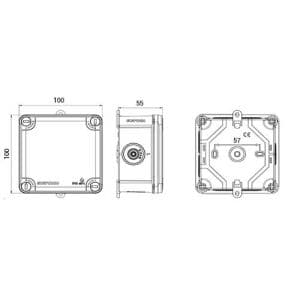 Boîte de dérivation étanche 100x100mm - schéma avec dimensions