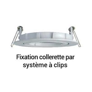 Support de spot rond fixe 90mm avec douille GU10 automatique blanc - fixation collerette par système à clips