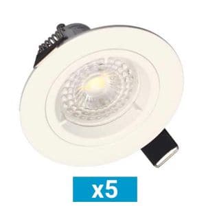 Lot de 5 spots LED encastrables 85mm GU10 230V 5x5W 380lm 4000K blanc