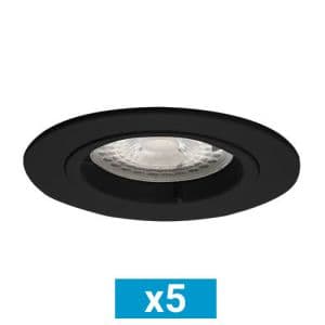 Lot de 5 spots LED encastrables 85mm GU10 230V 5x5W 380lm 2700K noir