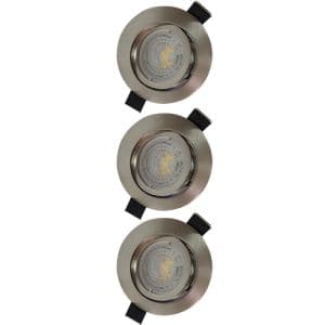 Lot de 3 spots LED encastrables et orientables 83mm GU10 230V 3x5W 380lm 2700K alu brossé