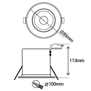 Lot de 3 spots LED BBC encastrables et orientables 90mm GU10 230V 3x5W 380lm 4000K blanc - dimensions