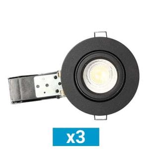 Lot de 3 spots LED BBC encastrables et orientables 90mm GU10 230V 3x5W 380lm 4000K noir