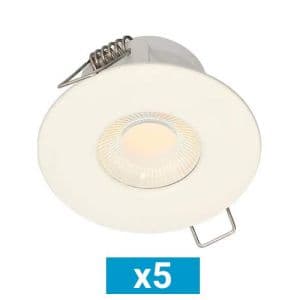 Lot de 5 spots LED BBC encastrables 86mm 230V 3x5W 600lm CCT blanc