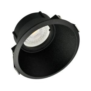 Support de spot basse luminance rond fixe 100mm avec douille GU10 noir