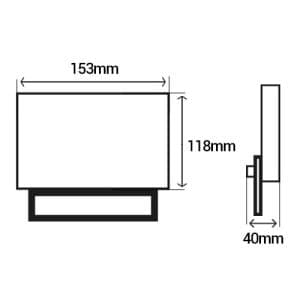 Projecteur extérieur LED extra plat 230V 30W 2400lm 4000K noir - dimensions