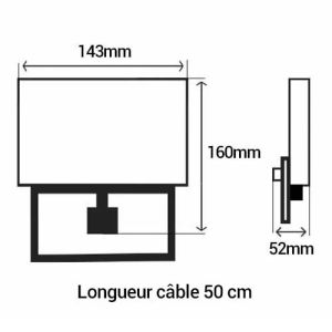 Projecteur extérieur LED extra plat précâblé à détection 230V 20W 1700lm 4000K blanc dimensions