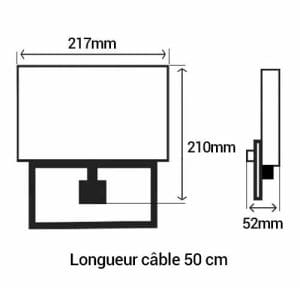 Projecteur extérieur LED extra plat précâblé à détection 230V 50W 4250lm 4000K blanc - dimensions