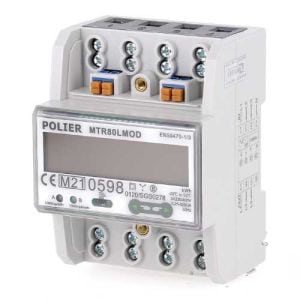 POLIER Compteur d'énergie 80A Tétrapolaire avec Ecran LCD Certifié MID - Modbus - vue de face