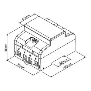 POLIER Compteur d'énergie 80A Tétrapolaire avec Ecran LCD Certifié MID - Modbus - schéma avec dimensions