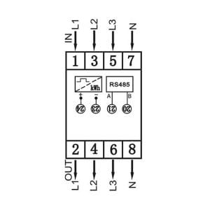 POLIER Compteur d'énergie 80A Tétrapolaire avec Ecran LCD Certifié MID - Modbus - schéma