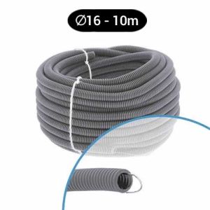 Gaine électrique grise ICTA D16 Qofil - Couronne de 10m