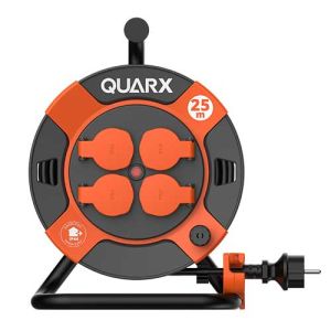 Enrouleur électrique pro QUARX avec câble H07RN-F, 3G2.5mm² d'une longueur de 25m - vue de face