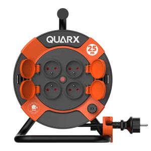 Enrouleur électrique pro QUARX avec câble H07RN-F, 3G2.5mm² d'une longueur de 25m et 4 prises à clapets IP44