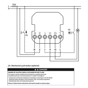 Interrupteur volets roulants 4A Zigbee blanc Schneider Wiser Unica - schéma