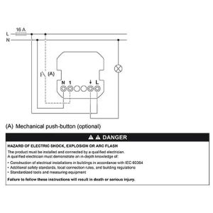 Bouton poussoir Schneider Wiser Unica 10A Zigbee blanc - schéma