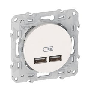 SCHNEIDER Odace Prise USB double 2100mA blanc - S520407