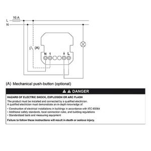 SCHNEIDER Wiser Odace bouton poussoir 10A Zigbee blanc - schéma