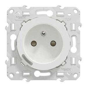 Prise 2P+T connectée 16A Zigbee blanc SCHNEIDER Wiser Odace - vue face produit